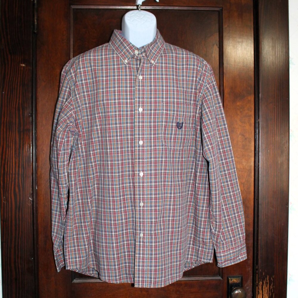 Chaps Easy Care Casual Button Down Plaid Shirt, XL